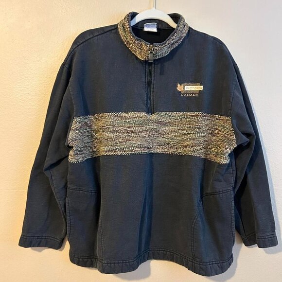 Vintage Victoria Canada Crew Neck Quarter Zip Up Cotton/Polyester Sweatshirt - Picture 1 of 8